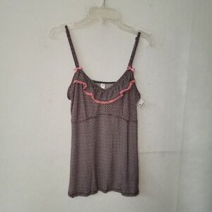 Adrienne‎ Vittadini Studio Tank Top Sleeveless Geo Weave Pink Black Size L Sleep
